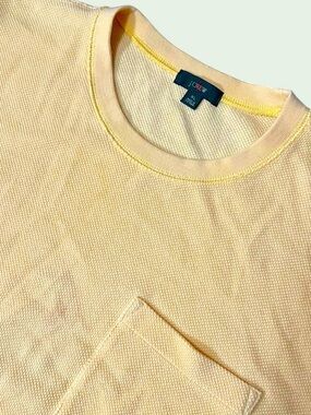 Vintage J. Crew Oarsman Thermal Shirt Men's XL Yellow Waffle Knit Long Sleeve